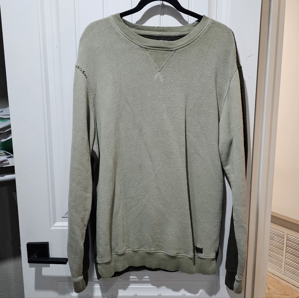 Mens Diesel Crew Neck Sweater 100% Cotton No Size Tag Beige Green Long Sleeve XL